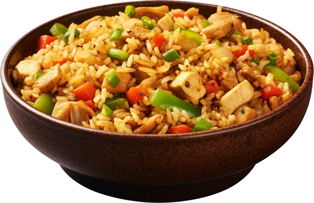 Chicken fried rice. isolated object, transparent background